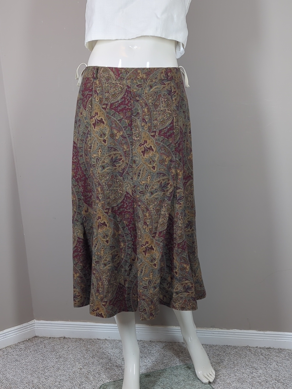 Vintage Hammer Paisley Midi Skirt Wool 8